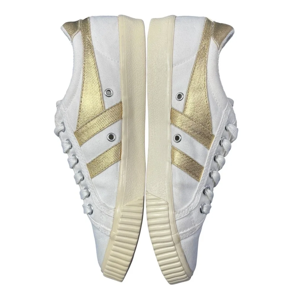 Gola Women's Tennis Mark Cox Sneakers in Off-White and Gold Preppy Casual Sporty
